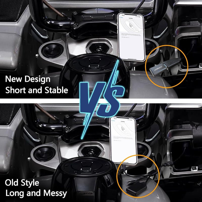 COPMERT Motorcycle Wireless CarPlay Adapter Compatible with Harley Davidson 2024 Road Glide/Street Glide 2025 Street Glide Accessories CarPlay Adapter Port Plug and Play - Image 4